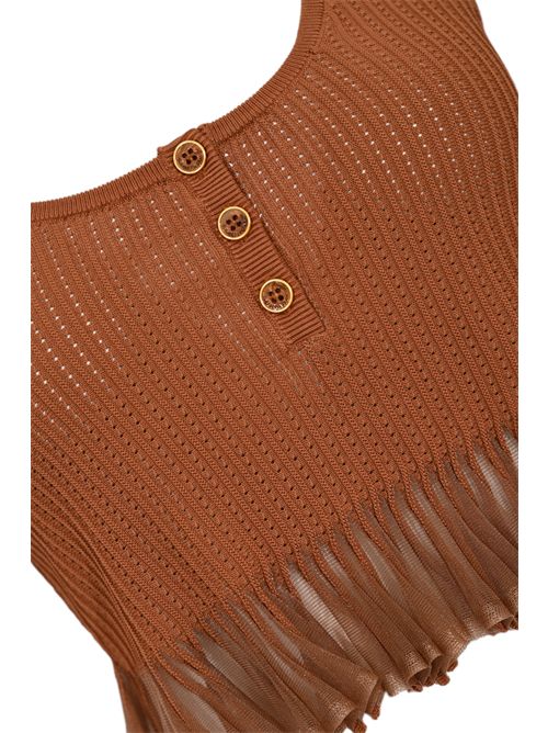 Top in maglia di viscosa à jour con fondo plissé Elisabetta Franchi | TK74B61E2600